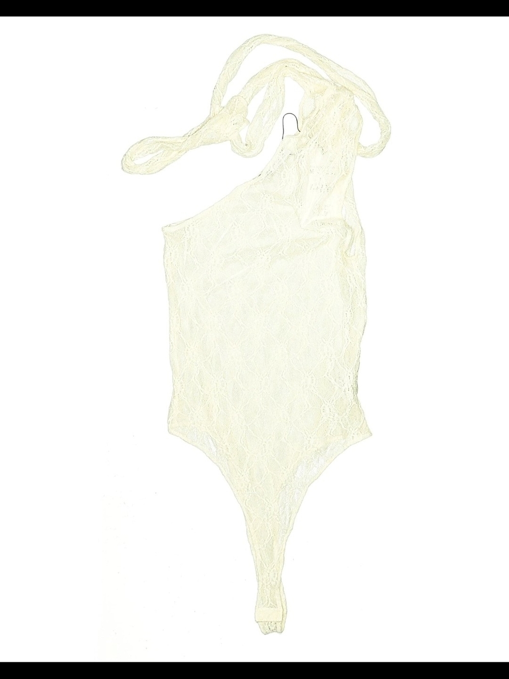 Zara Cream Lace One-Shoulder Bodysuit with Tie Detail